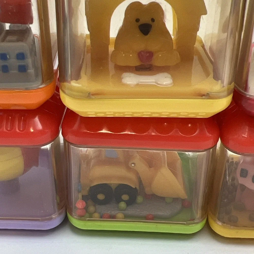 Lot of 18 Fisher Price Peek-A-Blocks Vintage Sensory Toy Stacking Animals Sports